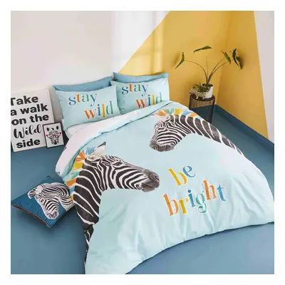 Stay Wild Zebra Duvet Cover Blue Double