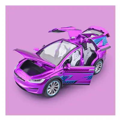 (Purple) 1:20 Tesla Model X Alloy Car Model Diecast Metal Toy Modified Vehicles Car Model Simula