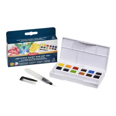 Inktense Paint Pan Palette #1, Set of 12, Half Pan Size, Water-Soluble, Ideal for Painting & Cra