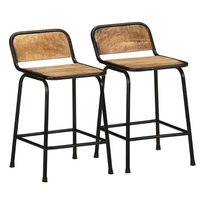 (Solid rough mango wood, iron, x 35.5 x cm/ pcs) vidaXL Bar Chairs Breakfast Kitchen Seat Dining