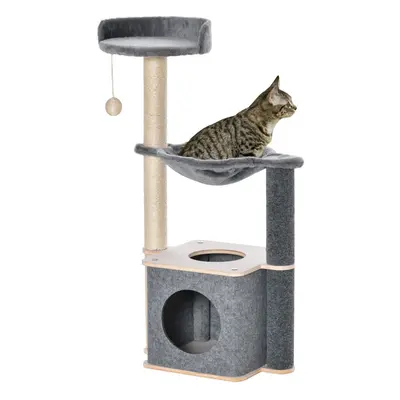 PawHut Cat Tree Tower Climbing Activity Center with Sisal Scratching Post, Grey