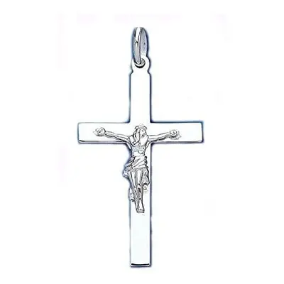 (26" Chain) Solid Silver Large Crucifix Pendant Sterling Silver Stamp All Chain Lengths