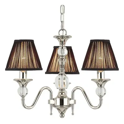 Diana Ceiling Pendant Chandelier Bright Nickel & Black Pleat Shade Lamp Light