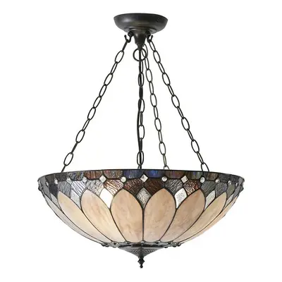 Tiffany Glass Hanging Ceiling Pendant Light Dark Bronze Lamp Shade i00084