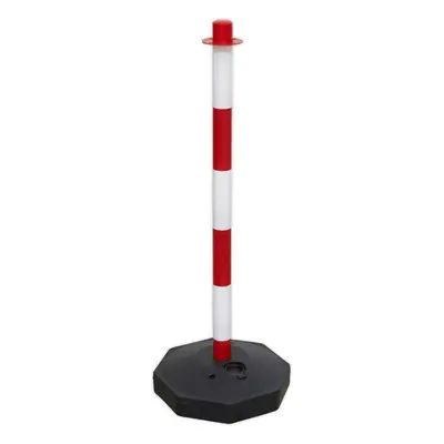 Red & White High Vis Post with Base - Electric Safety Barrier - Extends ys06842