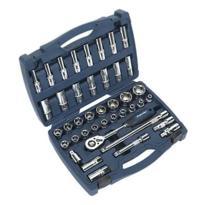 41pc PREMIUM Deep Socket & Ratchet Handle Set 1/2" Square Drive Point Metric