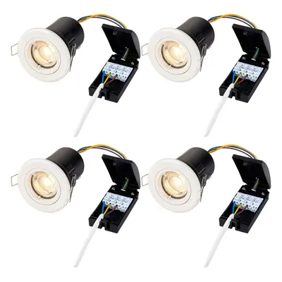 4 PACK Recessed Fixed Ceiling Downlight - 50W GU10 Reflector - Matt White