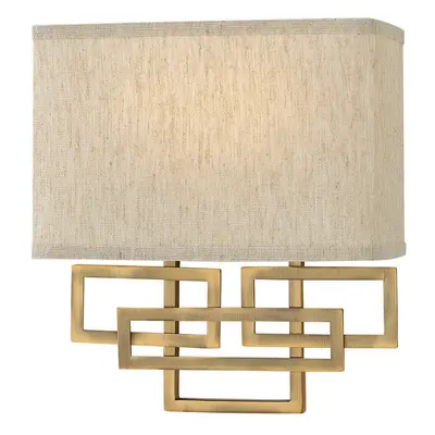 Twin Wall Light 1920's Style Glass Opaque Shades Brushed Bronze LED E14 60W