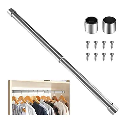 70cm-120cm Extendable Stainless Steel Wardrobe Rail, Adjustable Clothes Rail Pole With End Socke