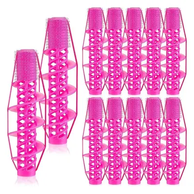 12 Pieces Spiral Curling Hair Rollers Salon Hairdressing Curlers No Heat Hair Curler Clamp Rolle