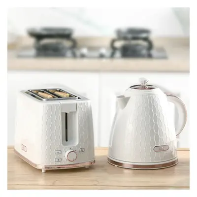 (White) HOMCOM Kettle and Toaster Set 1.7L Fast Boil Kettle & Slice Toaster Set