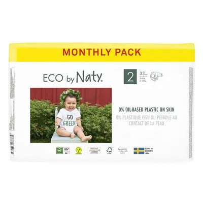 Eco by Naty Baby Nappies, Size 2, Ct, Plant-based with 0% Oil Plastic on Skin, One Month Supply