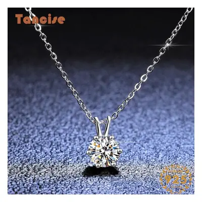 (silver, 1CT) Tancise S925 Sterling Silver Moissanite Luxury Personality Pendant Necklace Women&