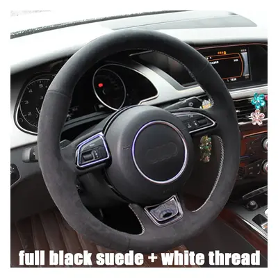 (Style 6) Black Carbon fibre Leather Car Steering Wheel Cover For Audi A1 A3 A4