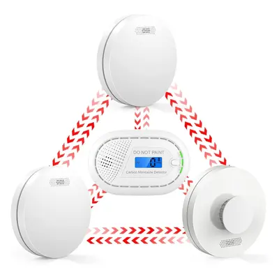 (2 Smoke Heat) Heat Alarm Scotland Bundle with Year Battery Life, Fire Alarms Scotland Interlink