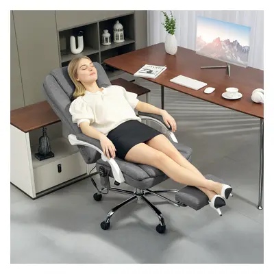 HOMCOM Massage Office Chair, Heated Reclining Desk Chair, Grey