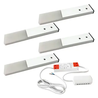 (4 Lights & Driver) Aluminium Under / Over Cabinet Kitchen Light & Driver Kit - Natural White LE