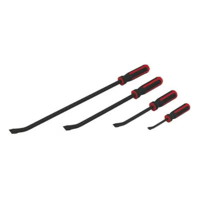 4 Piece Heavy Duty Pry Bar Set with Hammer Cap - Angled Shafts - Chromoly Steel