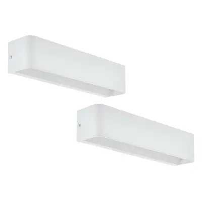 2 PACK Wall Light Colour White Oblong Box Shape Snug Fitting LED 12W Included