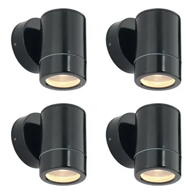 4 PACK Outdoor IP65 Wall Downlight - Dimmable 7W LED GU10 - Satin Black