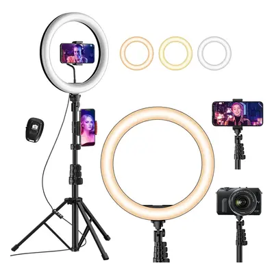 (Ground with 12inch ring light) 12" Ring Light with Tripod and Phone Holder