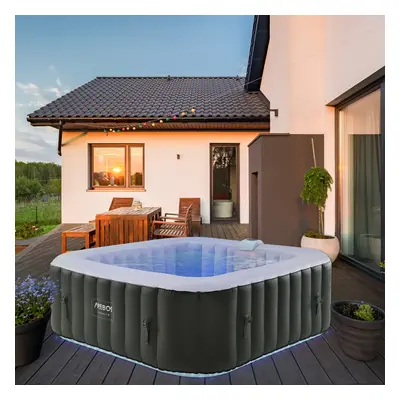 AREBOS Inflatable Hot Tub | Indoor & Outdoor Spa Pool | 2400W |6 persons | 185x185cm | LED light