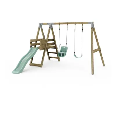 Premium Double Swing with Deck - Flex and Baby Mint Green