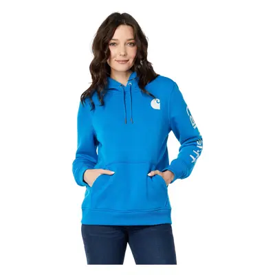 Carhartt Women's Relaxed Fit Midweight Logo Sleeve Graphic Sweatshirt, Marine Blue, 1X Plus