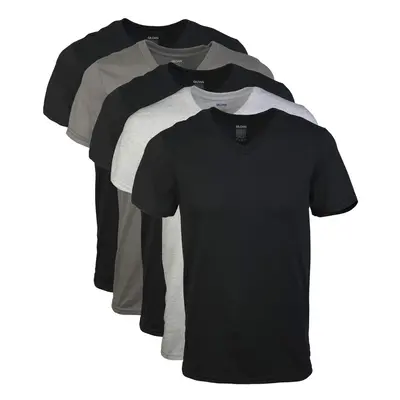 Gildan Men's V-Neck T-Shirts Multipack Style G1103 Black/Sport Grey/Charcoal (5-Pack) Large