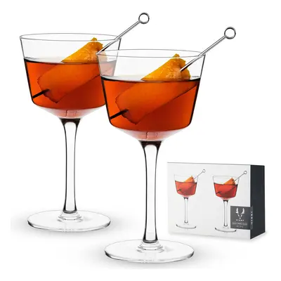 Viski Nick and Nora Glasses Stemmed Drinkware Premium Crystal Cocktail Glasses Cocktail Coupe Gl