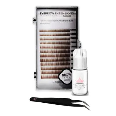 KC Republic Lash Eyebrow Extensions Kit with x Trays of Mink False Eyebrows in Brown Comes on Mi