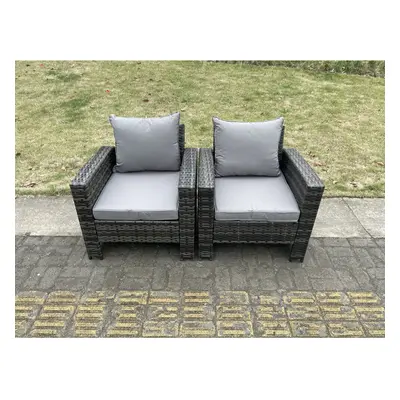 Fimous PC PE Wicker High Back Rattan Garden Arm Chair Patio Outdoor Garden Furniture