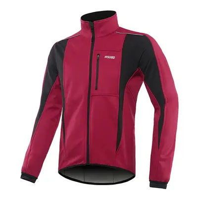 (Dark Red, XXXL) Men's Cycling Jacket Winter Warm Waterproof Windproof Bicycle Clothing Thermal 