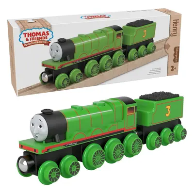 Thomas & Friends Wooden Railway Toy Train Henry Push-Along Wood Engine & Coal Car For Toddlers &