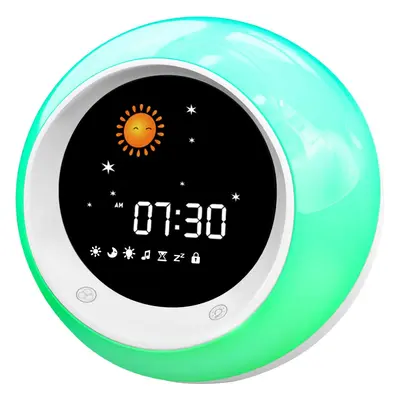 Sun and Moonrise Kids Alarm Clock, Kids Sleep Trainer, Sleep Sound Machine, Wake-up Light and Ni