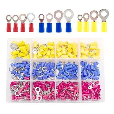 360Pcs Insulated Ring Terminal AWG AWG AWG Electrical Wire Crimp Connectors Kit Red,Blue,Yellowï