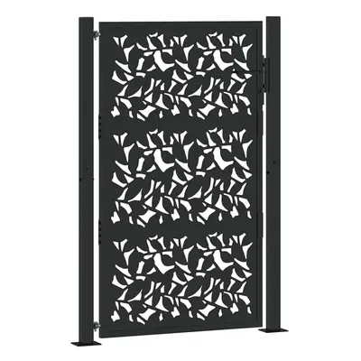 (steel/black, x cm/leaf design) vidaXL Garden Gate 105x180 cm Weathering Steel Flame Design fenc