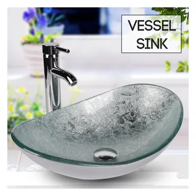 (Silver & Boat Shape) Bathroom Sink Basin Countertop Wash Bowl Basin UK