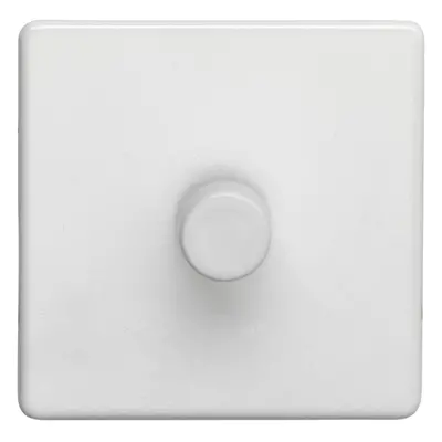 1 Gang Rotary Dimmer Switch Way LED SCREWLESS MATT WHITE Light Dimming Wall