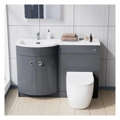 Nes Home Grey 1100mm LH BTW Soft Close Toilet & Resin Basin