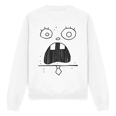 (M, White) SpongeBob SquarePants Unisex Adult Doogle Face Sweatshirt