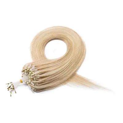 (blond & bleach blonde, 18inch) Micro Loop Human Hair Extensions 50G