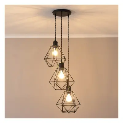 ValueLights Diablo Matte Black Drop Cluster Ceiling Light & Bulbs