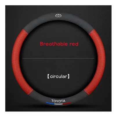 (Breathable red O) 3D embossing Car Steering Wheel Cover For Toyota Corolla Fortuner Sequoia