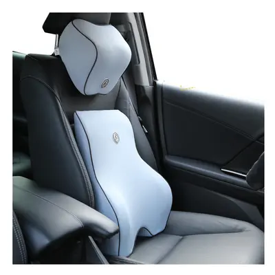 (grey set) Car Cushion Car Headrest Neck Pillow Lumbar pillow Seat Support Waist