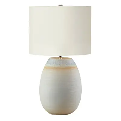 Table Lamp Textured Ceramic Base Cream Linen Shade Blue and Sand LED E27 60W