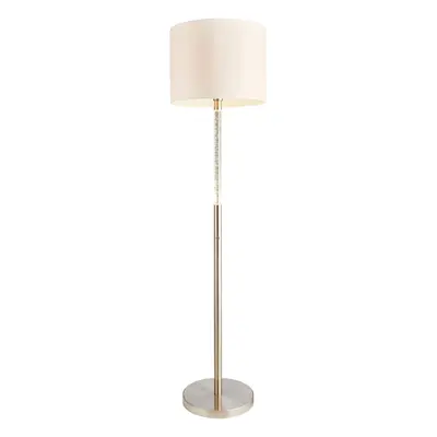 1.5m Tall Floor Lamp Satin Chrome & Shade LED Stem Standing Living Room Light