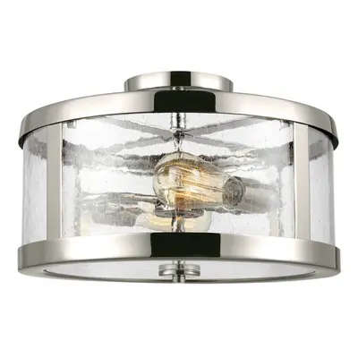 2 Bulb Semi flush Highly Polished Nickel Finish LED E27 60W Bulb