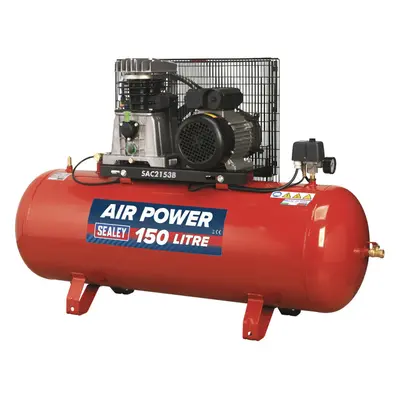 150 Litre Belt Drive Air Compressor - Cast Cylinders - 3hp Motor - Single Phase