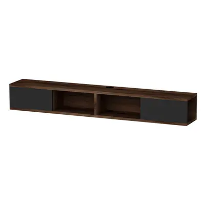 (Light Walnut & Anthracite) Colin Floating TV Stand with Shelves and Cabinets